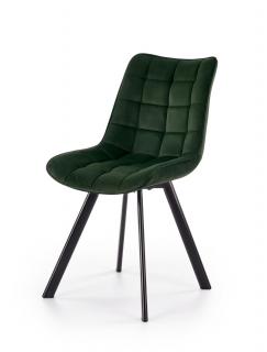 Krzesło tapicerowane na metalowych czarnych nogach w kolorze zielonym
