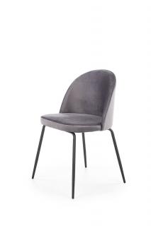 Krzesło tapicerowane szare na metalowych czarnych nogach