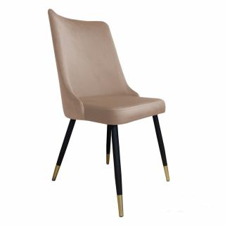 Krzesło Tapicerowane  w kolorze beżowym na czarno-złotych nogach