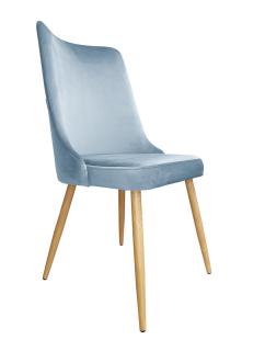 Krzesło Tapicerowane w kolorze błękitnym nogi dąb