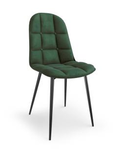 Krzesło tapicerowane w kolorze ciemnozielonym na metalowych nogach