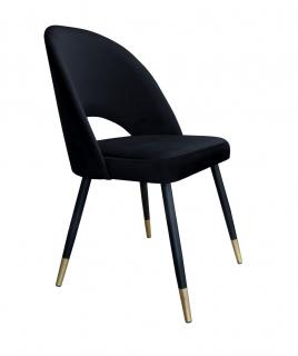 Krzesło Tapicerowane w kolorze czarnym  na czarno-złotych nogach
