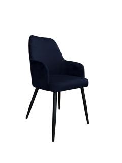 Krzesło Tapicerowane w kolorze czarnym  na czarnych nogach