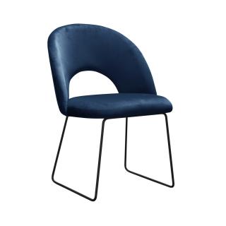 Krzesło Tapicerowane w kolorze granatowym Fresh na metalowych nogach