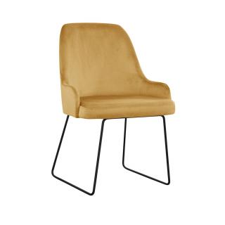 Krzesło Tapicerowane w kolorze miodowym Fresh na metalowych nogach