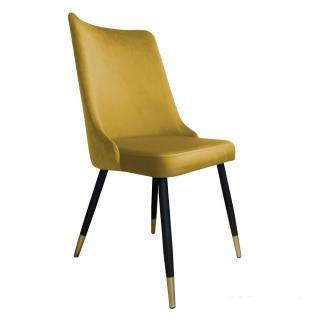Krzesło Tapicerowane w kolorze miodowym  na czarno-złotych nogach