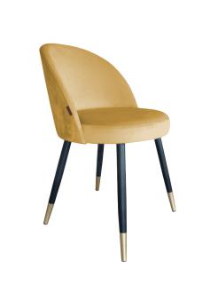 Krzesło Tapicerowane w kolorze miodowym na czarno-złotych nogach