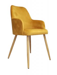 Krzesło Tapicerowane w kolorze miodowym nogi dąb