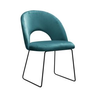 Krzesło Tapicerowane w kolorze morskim Fresh na metalowych nogach