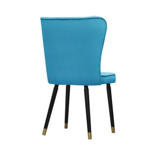 Krzesło Tapicerowane w kolorze niebieskim French Velvet na metalowych nogach
