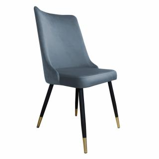Krzesło Tapicerowane w kolorze niebieskim  na czarno-złotych nogach