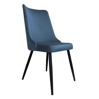Krzesło Tapicerowane w kolorze niebieskim  na czarnych nogach