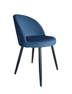 Krzesło Tapicerowane w kolorze niebieskim na czarnych nogach