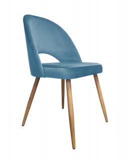 Krzesło Tapicerowane w kolorze niebieskim nogi nogi dąb