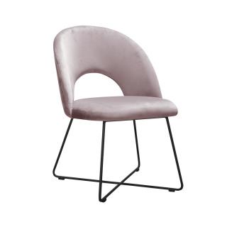 Krzesło Tapicerowane w kolorze różowym Fresh  na metalowych nogach