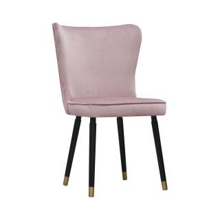 Krzesło Tapicerowane w kolorze różowym Milton na metalowych nogach