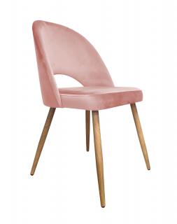Krzesło Tapicerowane w kolorze różowym nogi dąb