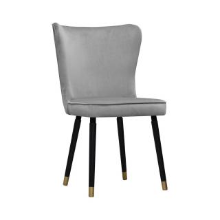 Krzesło Tapicerowane w kolorze szarym French Velvet na metalowych nogach