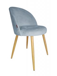 Krzesło Tapicerowane  w kolorze szarym nogi dąb