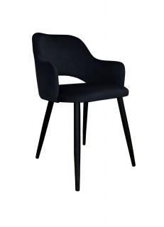 Krzesło tapicerowane welurowe w kolorze czarnym na czarnych nogach