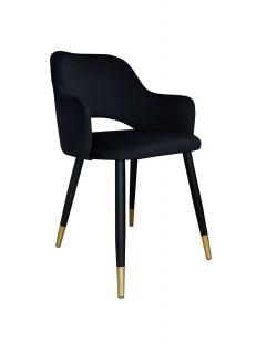 Krzesło tapicerowane welurowe w kolorze czarnym na złotych nogach