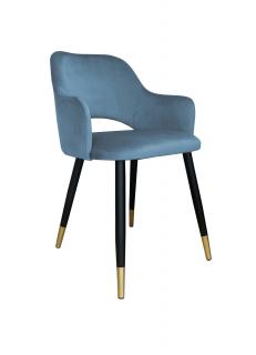 Krzesło tapicerowane welurowe w kolorze niebieskim na złotych nogach