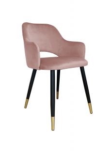 Krzesło tapicerowane welurowe w kolorze różowym na złotych nogach
