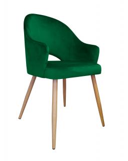 Krzesło Tapicerowane welurowe w kolorze zielonym nogi dąb