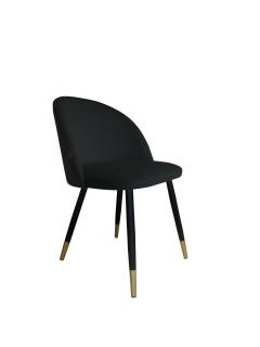 Krzesło tapicerowane z czarno-złotymi nogami czarne