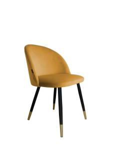 Krzesło tapicerowane z czarno-złotymi nogami miodowe