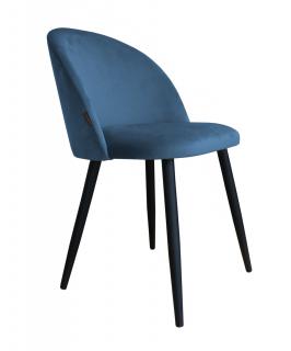 Krzesło tapicerowane z czarnymi nogami niebieski welur