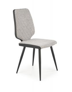 Krzesło tapicerowane z eko skóry w kolorze szarym na czarnych nogach