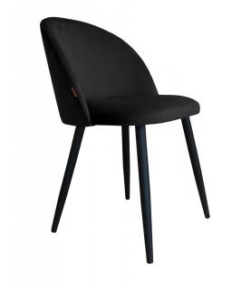 Krzesło tapicerowane z metalowymi czarnymi nogami czarne welur
