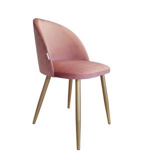 Krzesło tapicerowane ze złotymi nogami w kolorze różowym