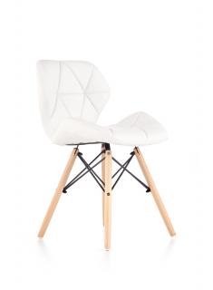Krzesło z ekoskóry w kolorze białym na drewnianych nogach