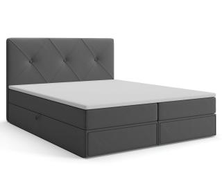 Łóżko kontynentalne ciemnoszare welurowe pikowane z szufladami 180x200