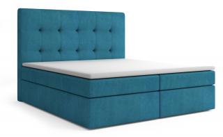 Łóżko kontynentalne niebieskie z pikowanym wezgłowiem 180x200