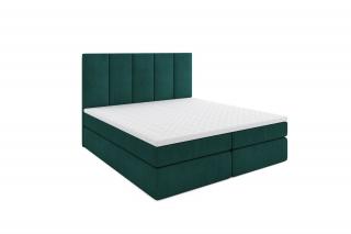 Łóżko kontynentalne zielone welurowe z panelowym wezgłowiem 160x200