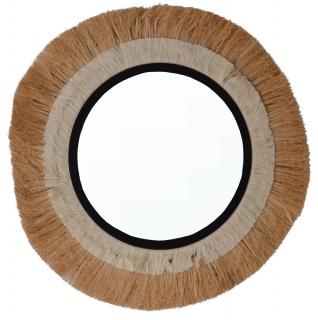 Lustro okrągłe BOHO beżowo-czarne 64cm