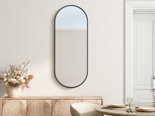 Lustro owalne w czarnej ramie aluminiowej 40x140cm