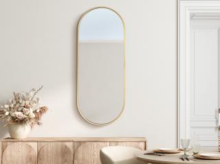 Lustro owalne w złotej ramie aluminiowej 40x140cm