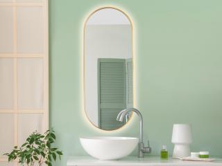 Lustro owalne w złotej ramie aluminiowej LED 40x100cm