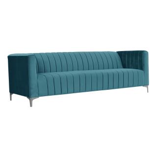 Sofa 3-osobowa na metalowych nogach niebieska