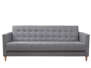 Sofa 3-osobowa rozkładana szara na drewnianych nogach 208x88cm