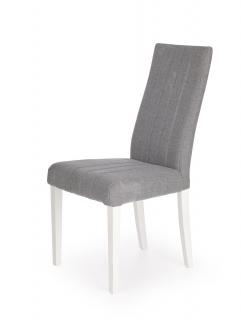 Szare krzesło tapicerowane DIEGO na białych nogach