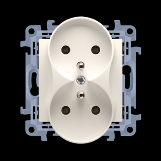 Gniazdo podwójne z uziemieniem kremowe Simon10  CGZ2M.01/41