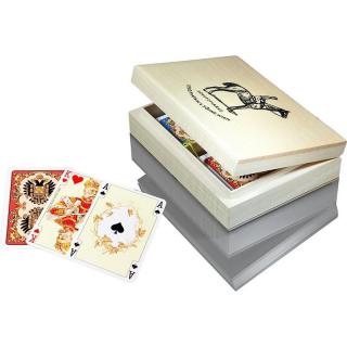 Piatnik Karty Lux w szkatułce drewnianej z logo Piatnik 80597