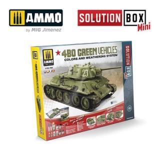 Ammo MIG 7900 4BO Green Vehicles Colors and Weathering System Solution Box Mini