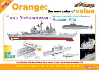 Dragon 1048 USS Yorktown CG-48  Nuclear Powered Attack Submarine Russian Alfa 2in1 1/350