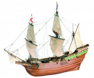 Drewniany model galeonu handlowego Mayflower 1620, model do sklejania w skali 1:64 z firmy Artesania Latina nr 22451